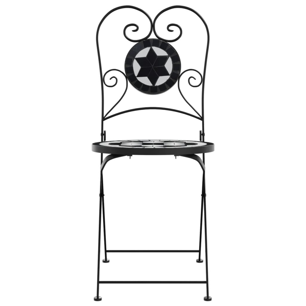 vidaXL Składane krzesła bistro, 2 szt,. czarno-białe, ceramiczne