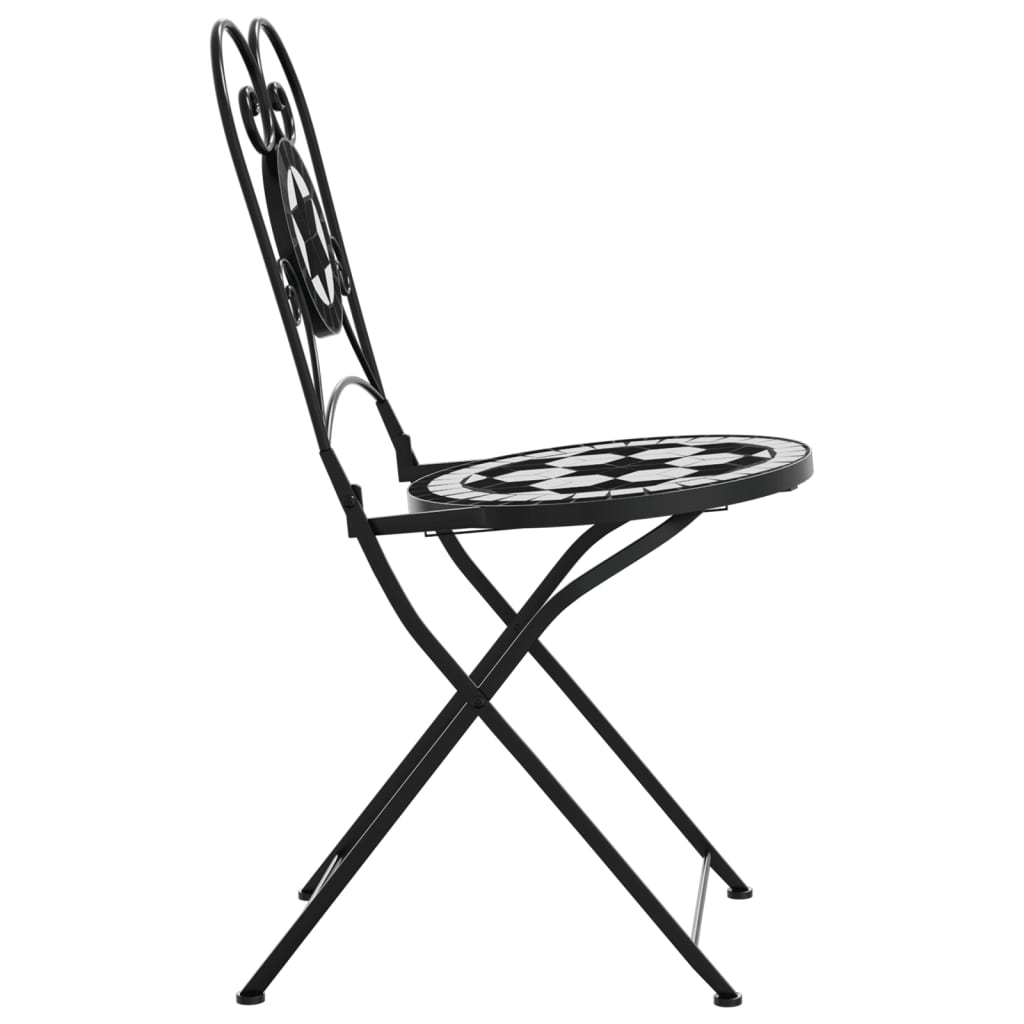 vidaXL Składane krzesła bistro, 2 szt,. czarno-białe, ceramiczne