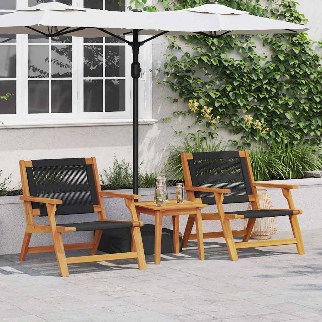 vidaXL Meble ogrodowe 2 pcs Czarny 67 x 76 x 73 cm Lite Drewno Akacji