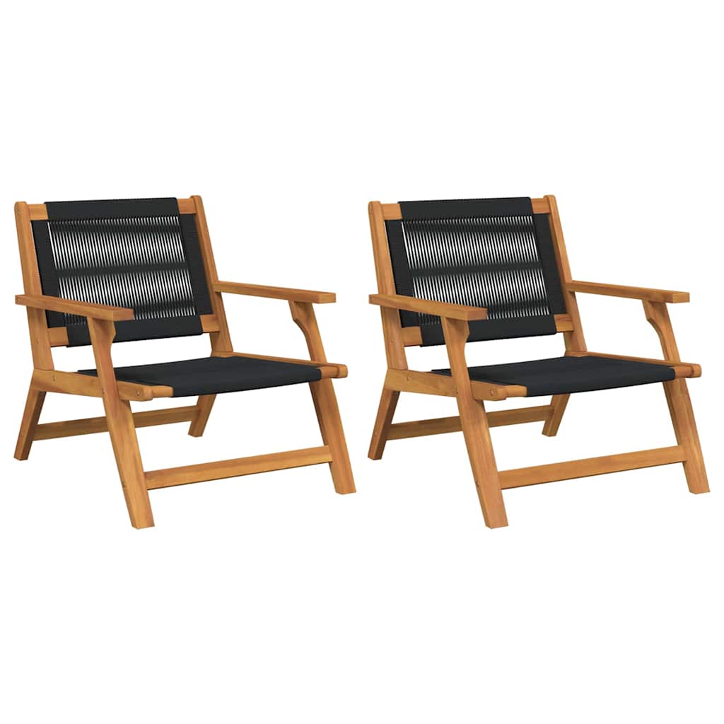 vidaXL Meble ogrodowe 2 pcs Czarny 67 x 76 x 73 cm Lite Drewno Akacji