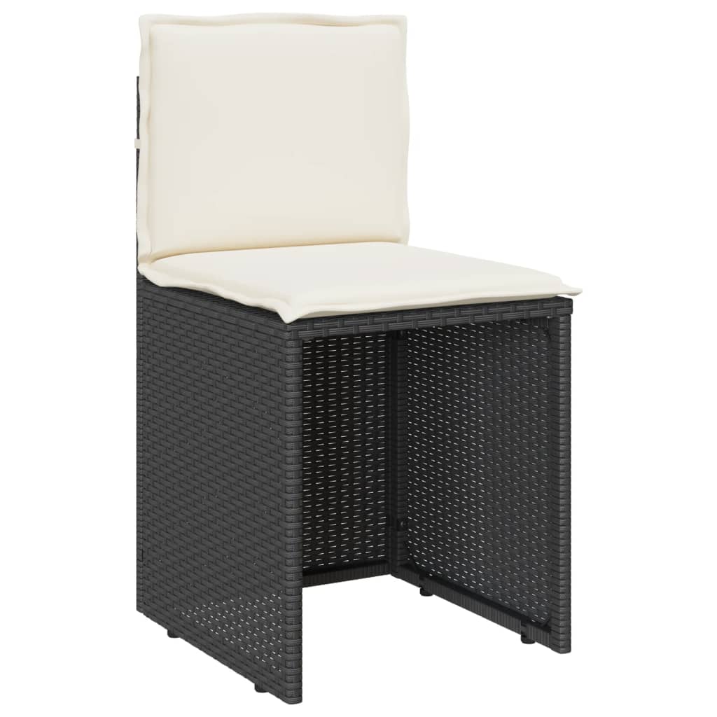 vidaXL 3-cz. zestaw mebli bistro z poduszkami, czarny, polirattan