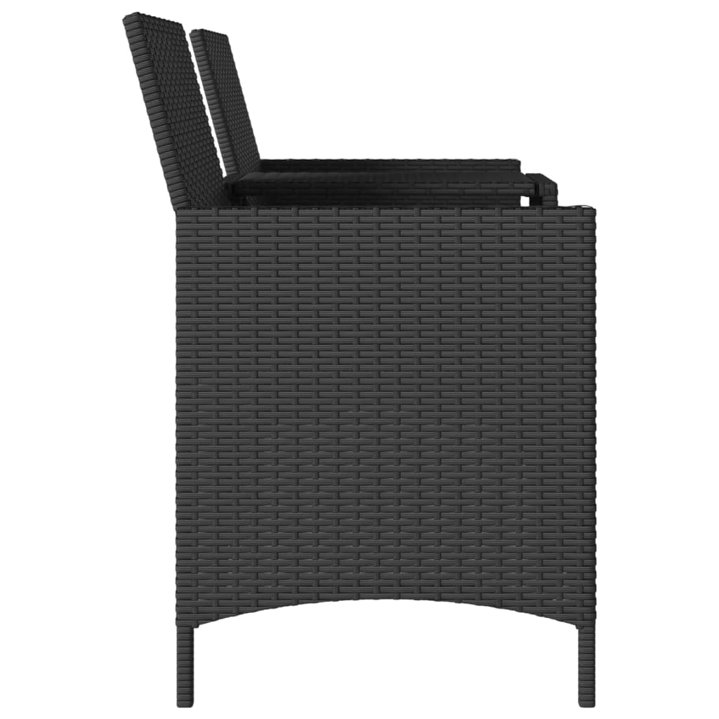 vidaXL Ogrodowa sofa 2-os. ze stolikiem i poduszkami, czarny rattan PE