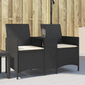 vidaXL Ogrodowa sofa 2-os. ze stolikiem i poduszkami, czarny rattan PE
