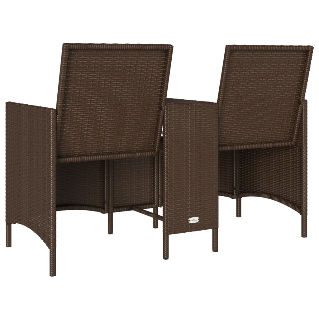 vidaXL Ogrodowa sofa 2-os. ze stolikiem i poduszkami brązowy rattan PE