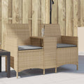 vidaXL Ogrodowa sofa 2-os. ze stolikiem i poduszkami, beżowy rattan PE