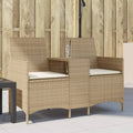 vidaXL Ogrodowa sofa 2-os. ze stolikiem i poduszkami, beżowy rattan PE