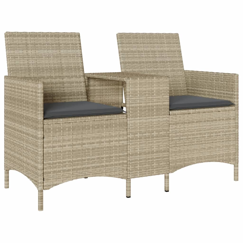 vidaXL Ogrodowa sofa 2-os. ze stolikiem i poduszkami, jasnoszara