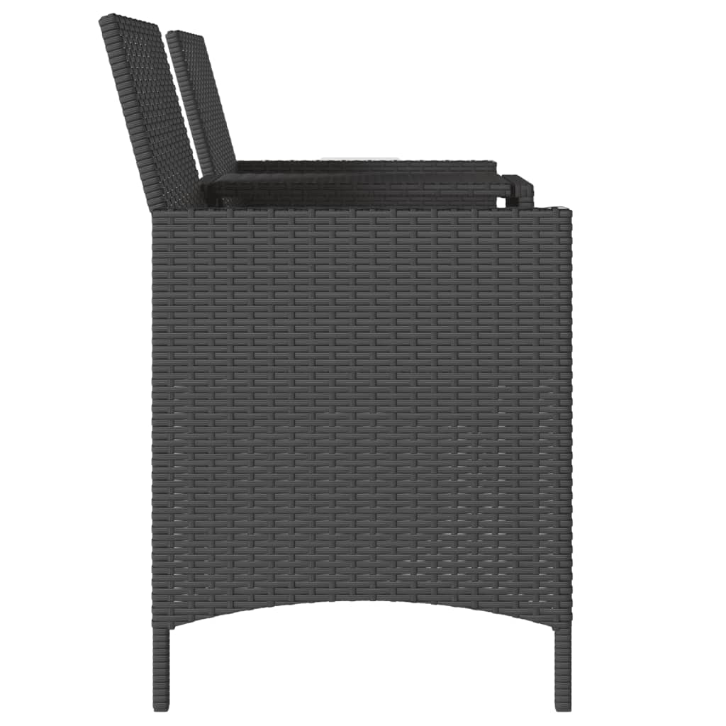 vidaXL 2-os. sofa ogrodowa ze stolikiem i stołkami, czarna, polirattan