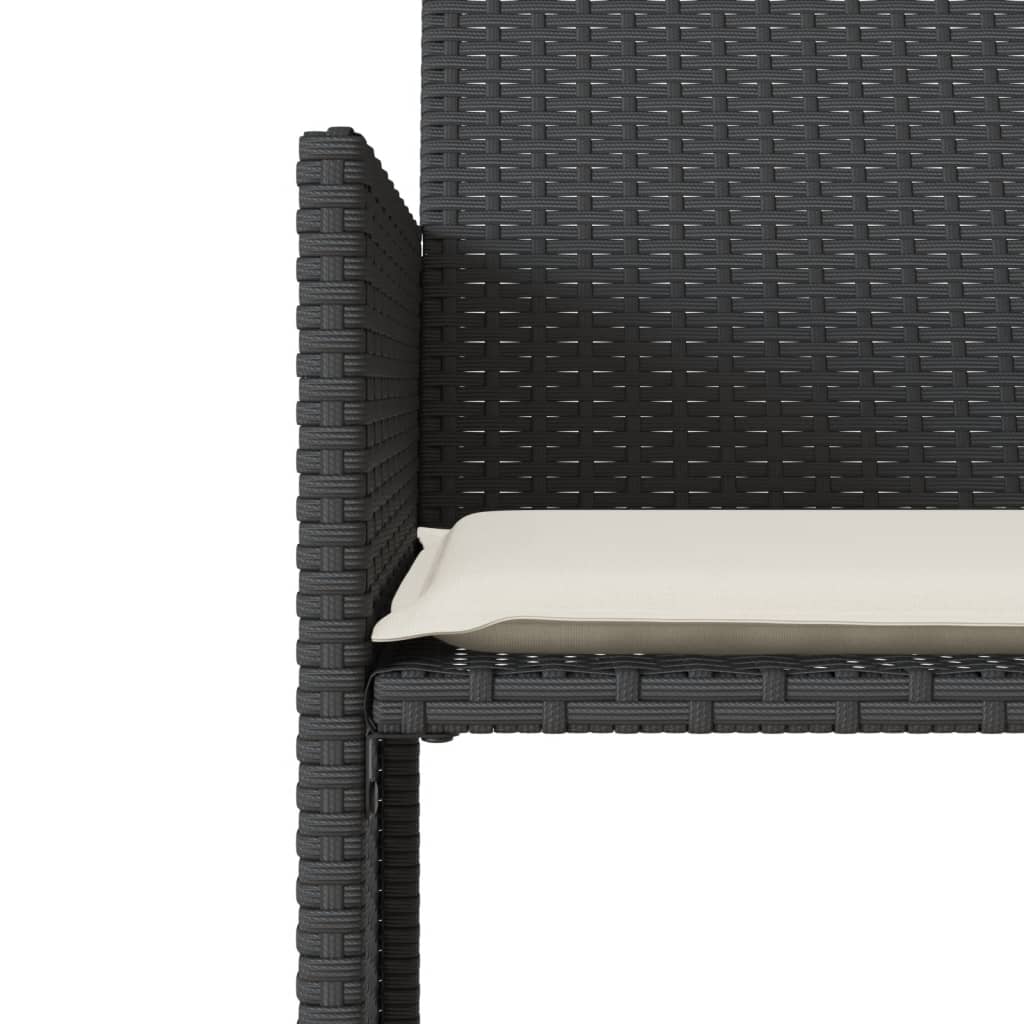 vidaXL 2-os. sofa ogrodowa ze stolikiem i stołkami, czarna, polirattan