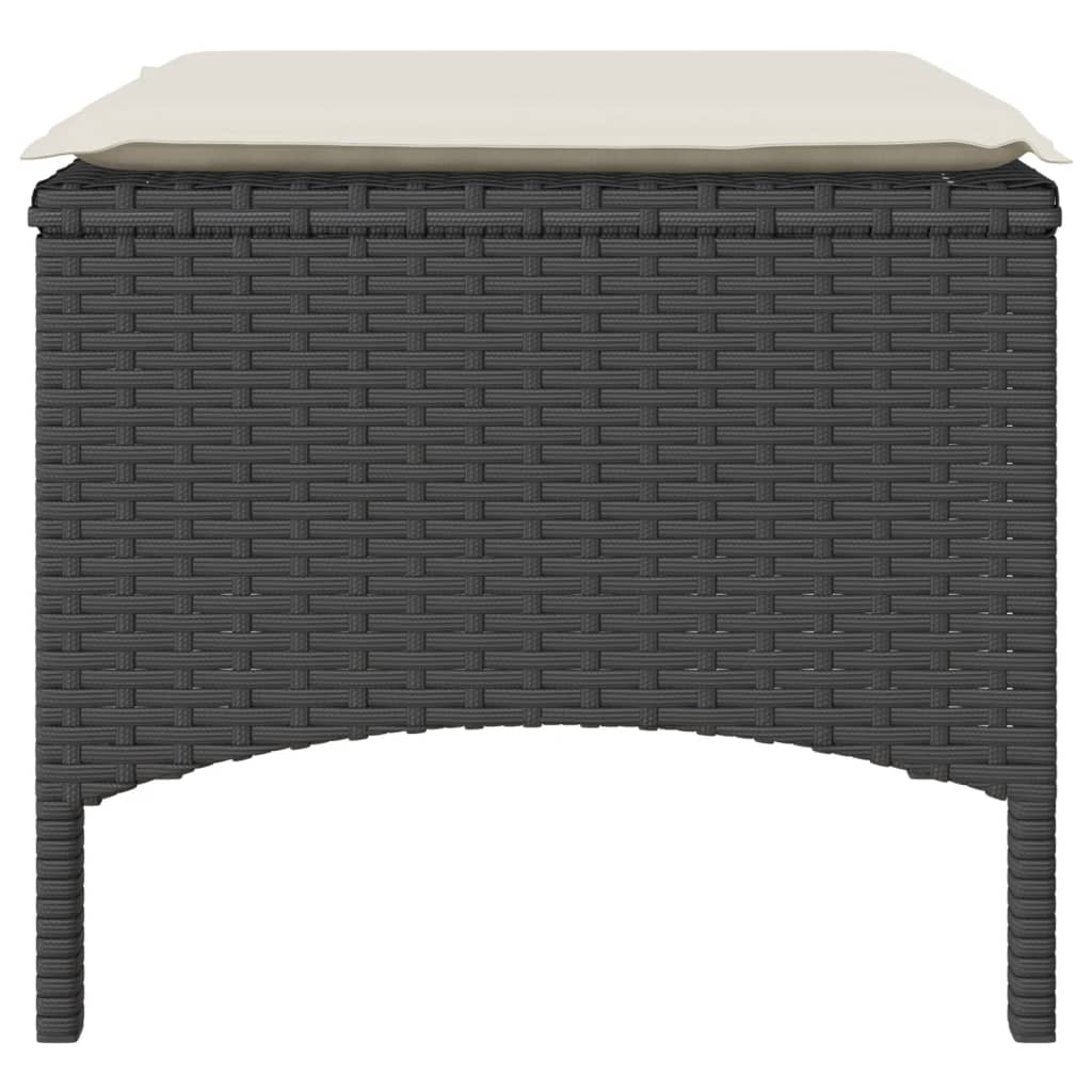 vidaXL 2-os. sofa ogrodowa ze stolikiem i stołkami, czarna, polirattan