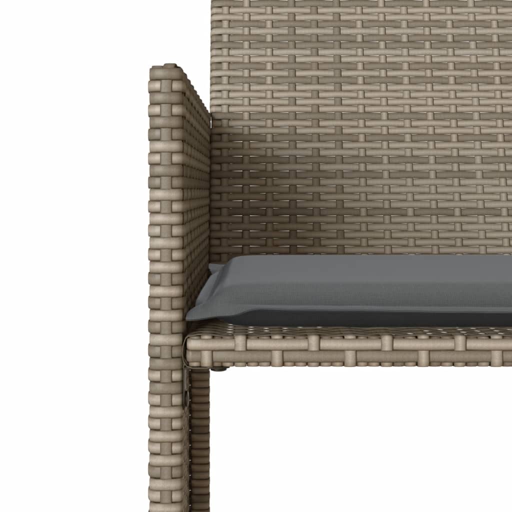 vidaXL 2-os. sofa ogrodowa ze stolikiem i stołkami, szara, polirattan