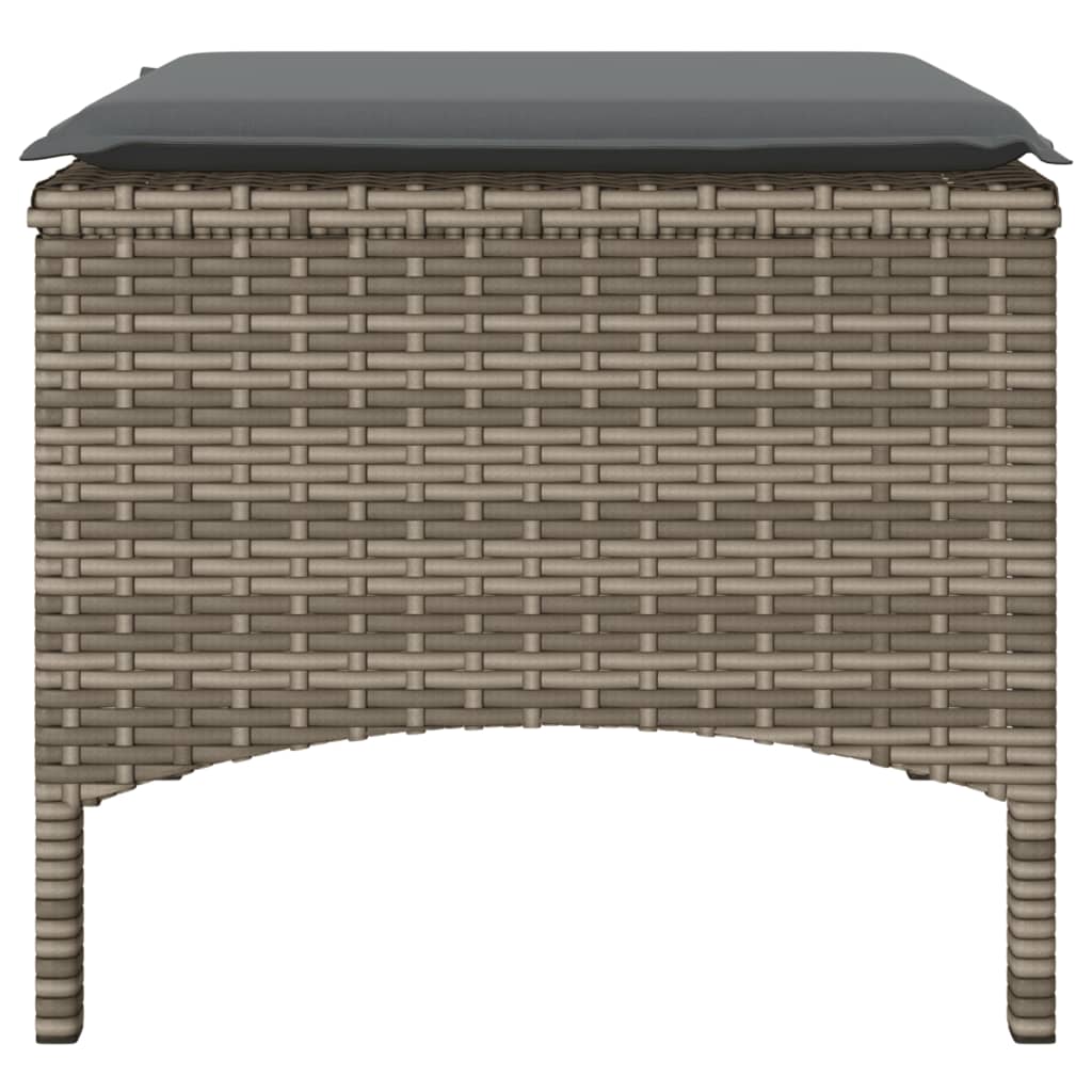 vidaXL 2-os. sofa ogrodowa ze stolikiem i stołkami, szara, polirattan