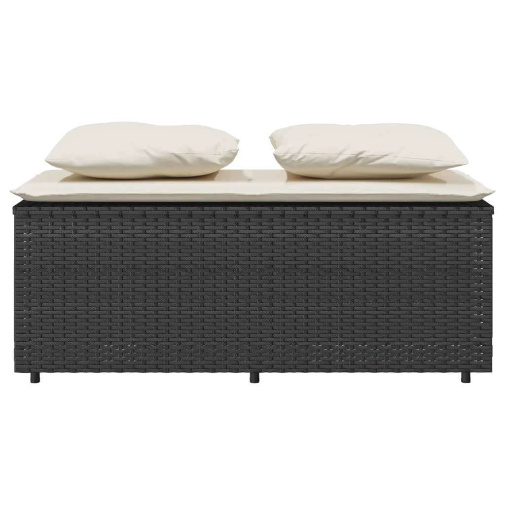 vidaXL 3-cz. zestaw mebli ogrodowych z poduszkami, czarny, rattan PE