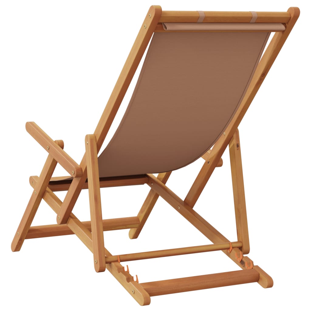 vidaXL Składane krzesło plażowe, taupe, drewno eukaliptusa i tkanina