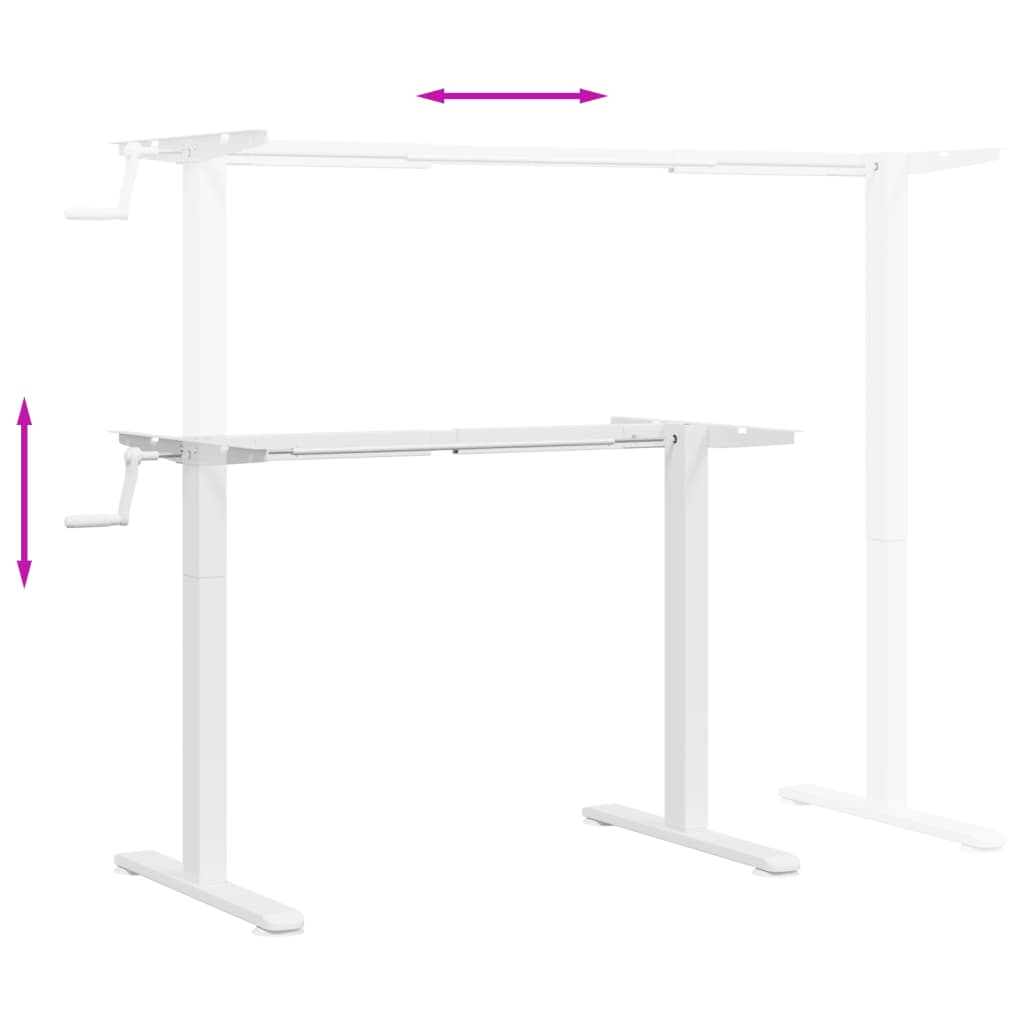 vidaXL Rama biurka do pracy na stojąco, biała, (94-135)x60x(70-114) cm