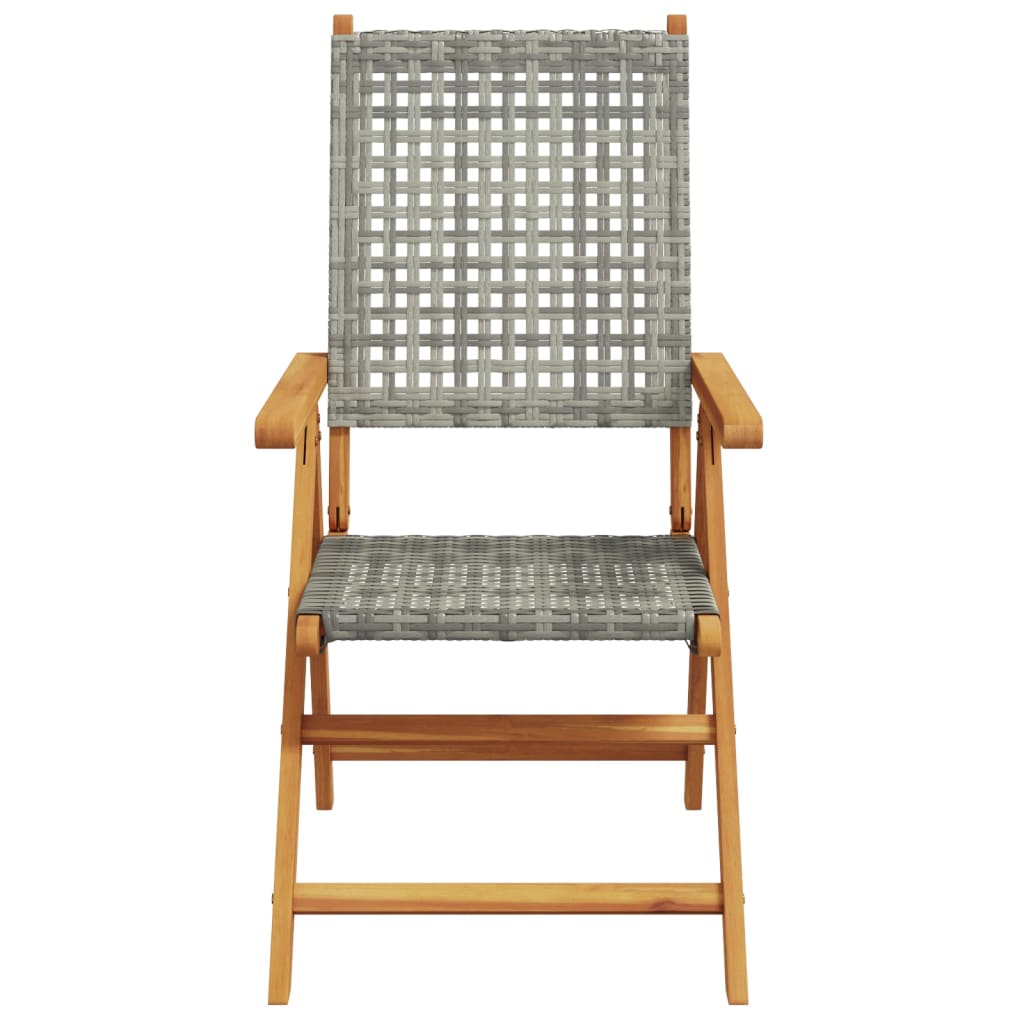 vidaXL Krzesła ogrodowe, 2 szt., szare, drewno akacjowe i polirattan