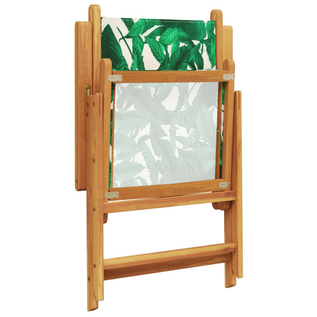 vidaXL Krzesła ogrodowe, 2 szt., wzór liści, drewno akacjowe i tkanina