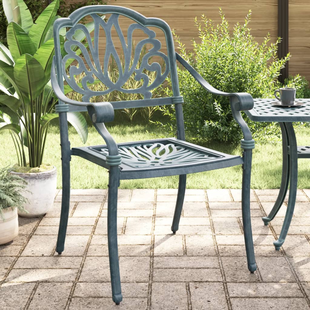 vidaXL Krzesła ogrodowe 2 szt., zielone, odlewane aluminium