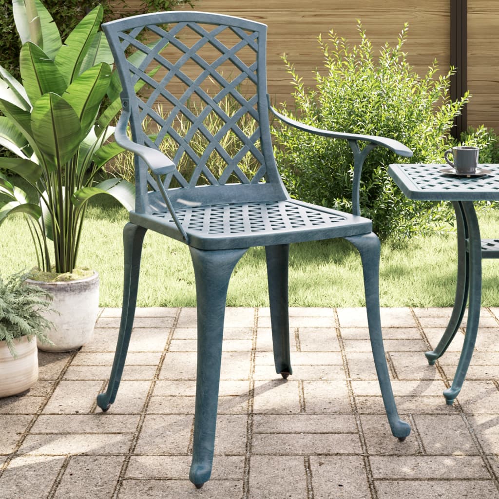 vidaXL Krzesła ogrodowe 2 szt., zielone, odlewane aluminium