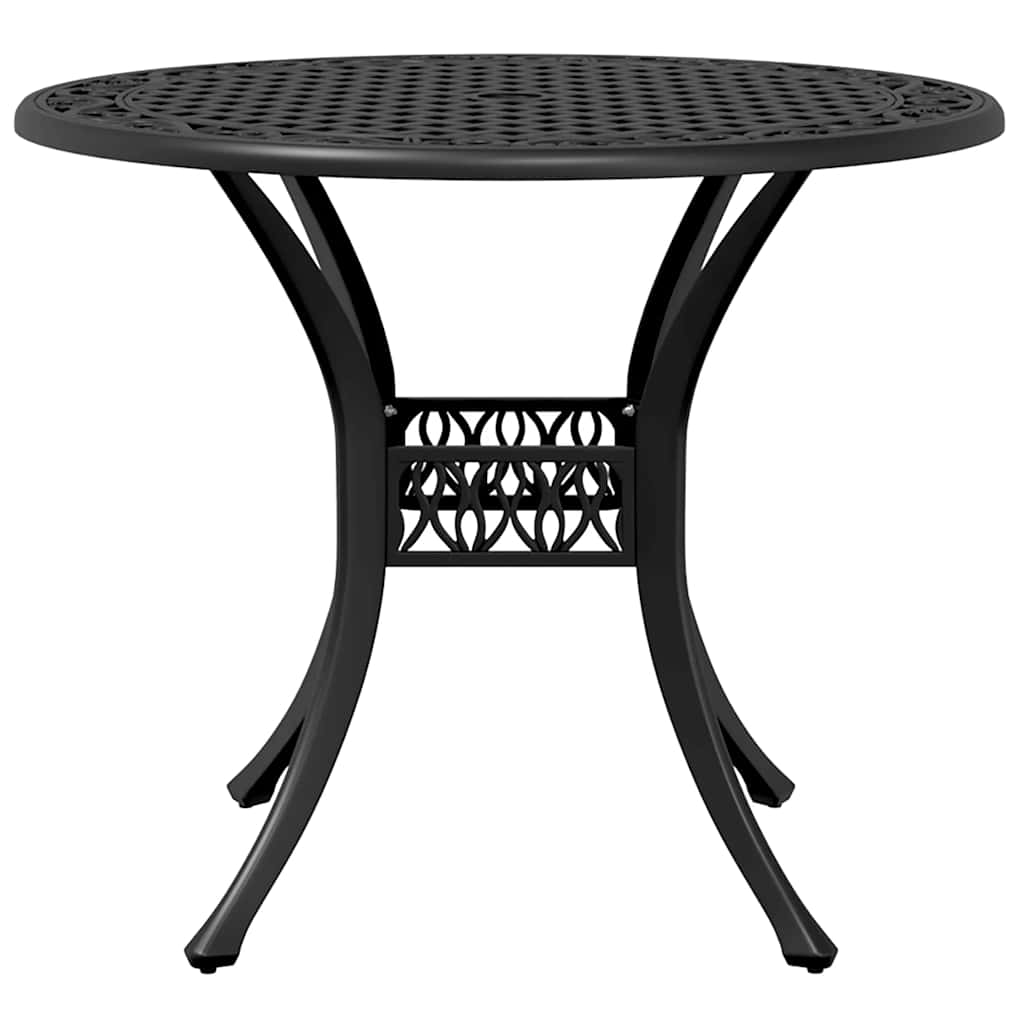 vidaXL Stolik ogrodowy, czarny, Ø90x75 cm, odlewane aluminium