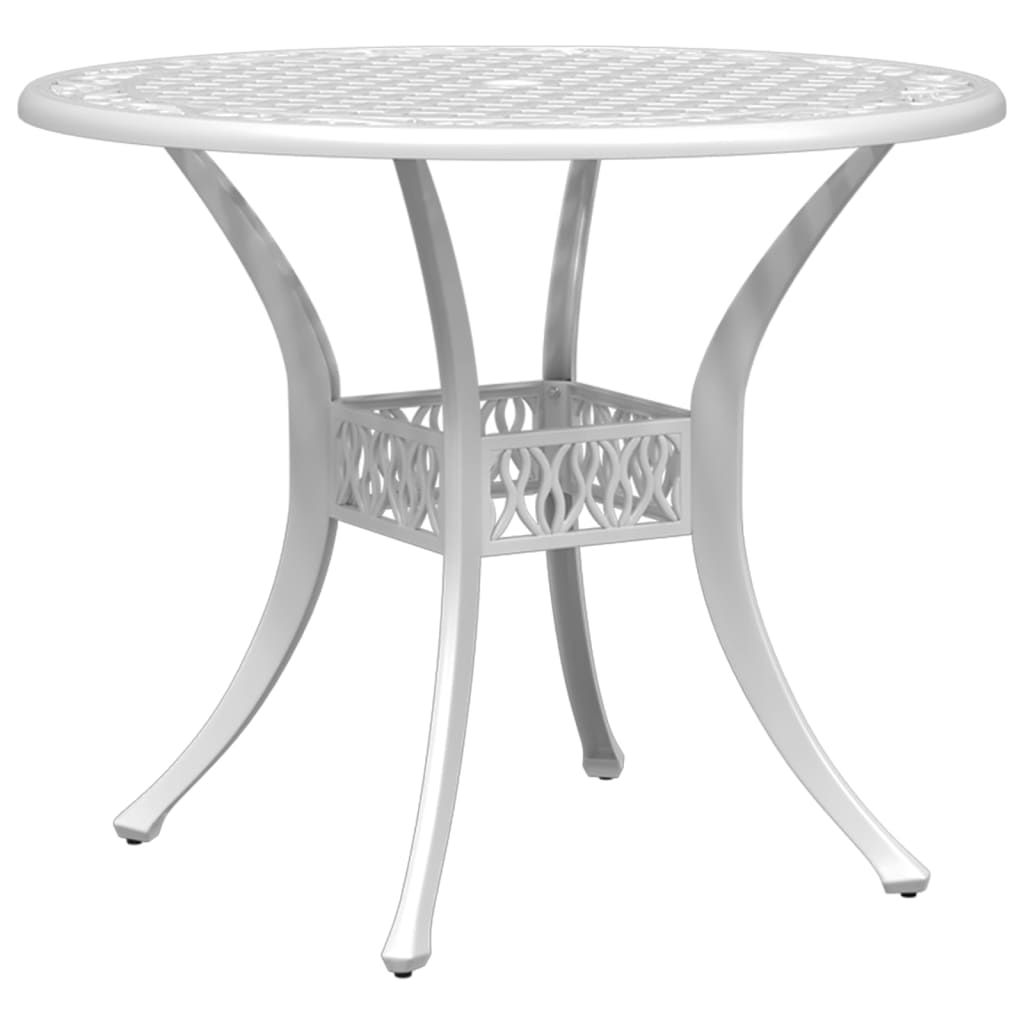 vidaXL Stolik ogrodowy, biały, Ø90x75 cm, odlewane aluminium