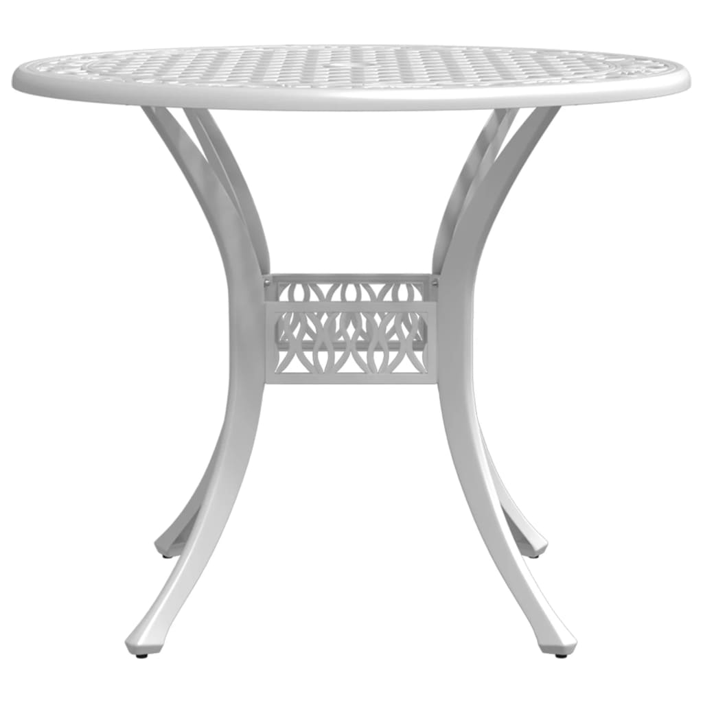 vidaXL Stolik ogrodowy, biały, Ø90x75 cm, odlewane aluminium