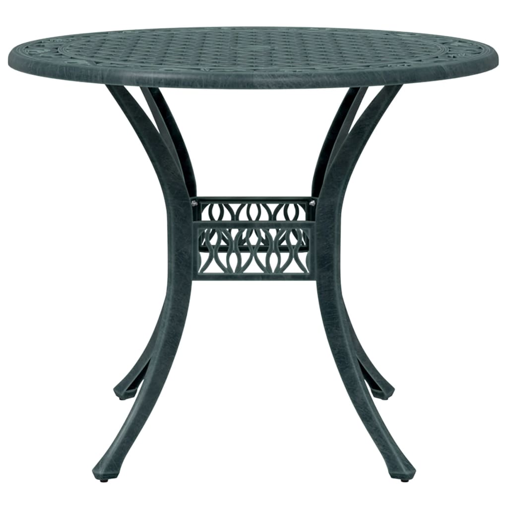 vidaXL Stolik ogrodowy, zielony, Ø90x75 cm, odlewane aluminium