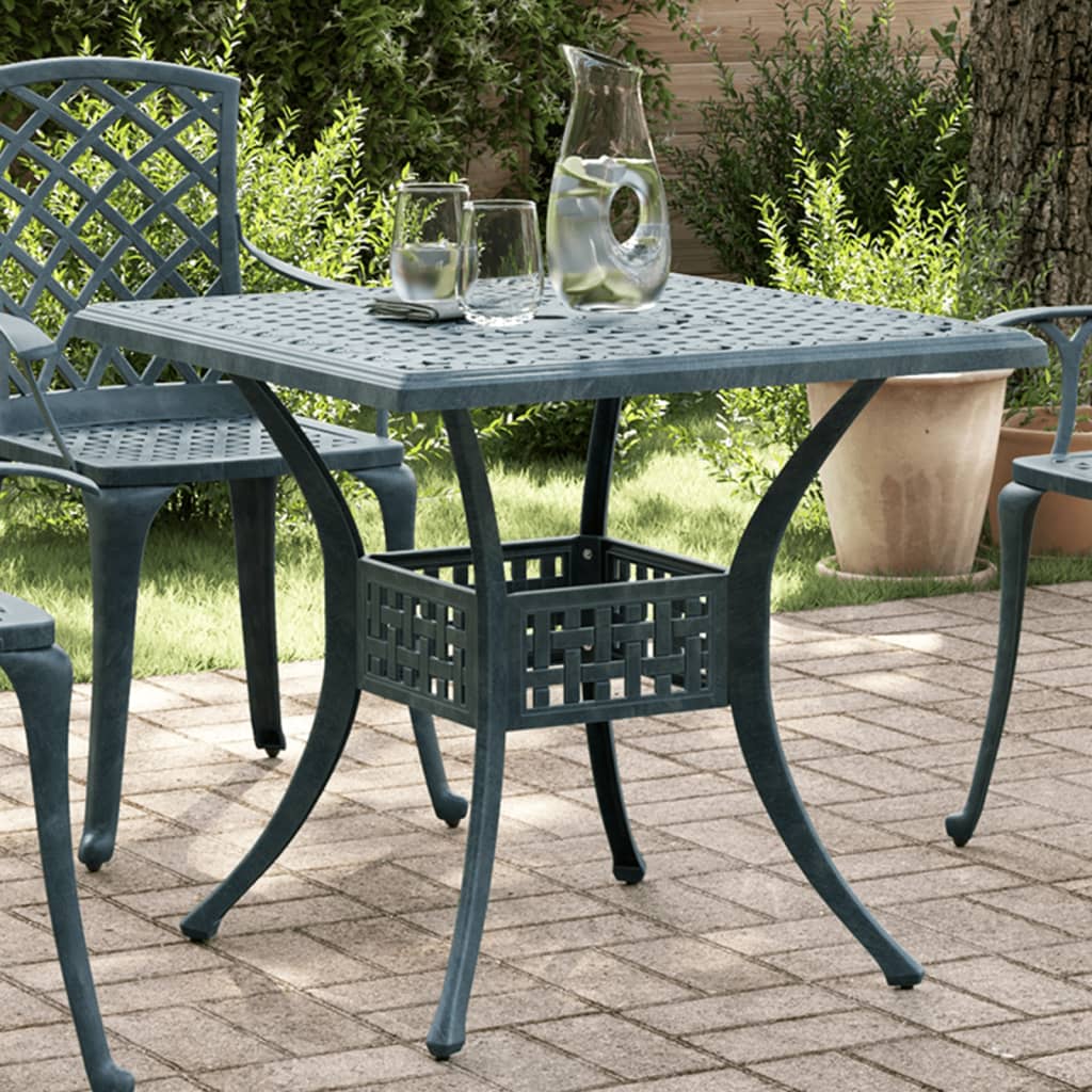 vidaXL Stolik ogrodowy, zielony, 80x80x75 cm, odlewane aluminium