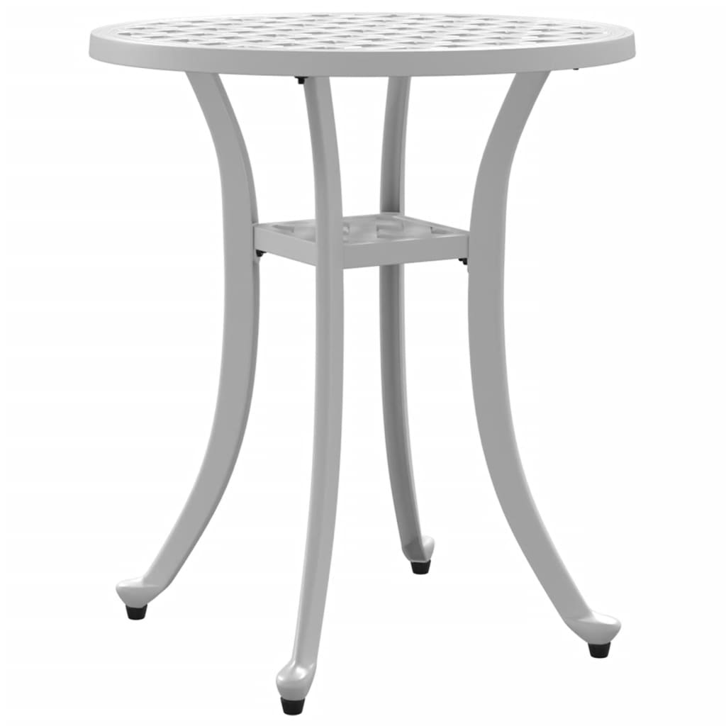 vidaXL Stolik ogrodowy, biały, Ø48x53 cm, odlewane aluminium