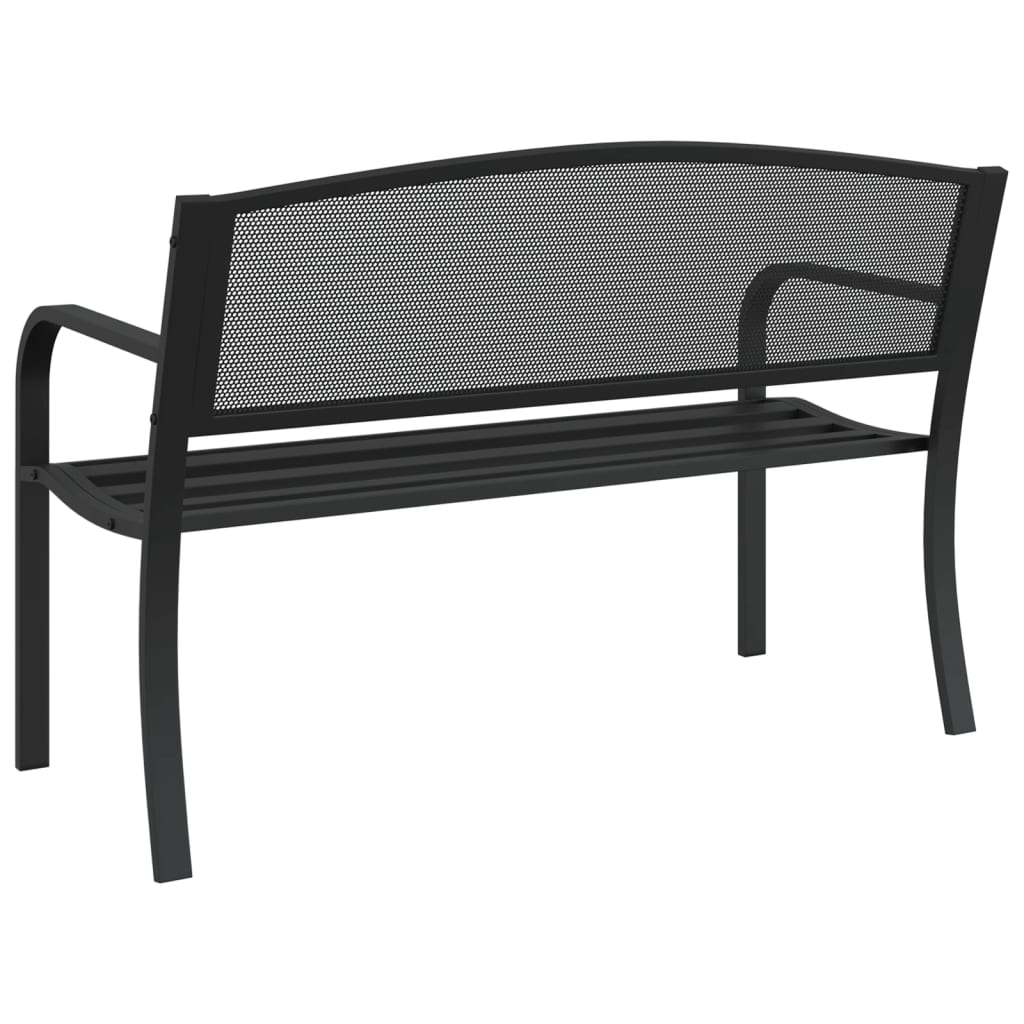 vidaXL Ławka ogrodowa, 119 cm, czarna, stalowa