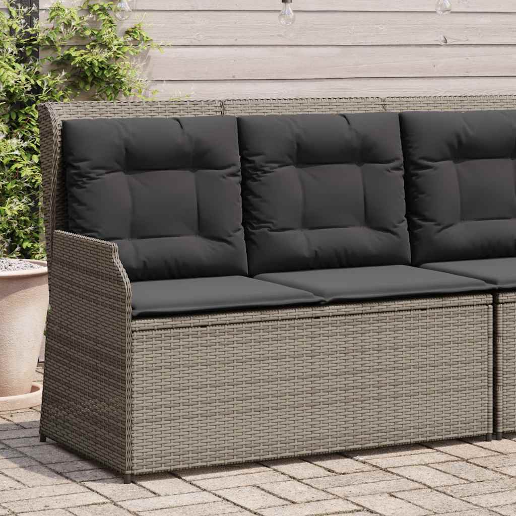 vidaXL Rozkładana ławka ogrodowa z poduszkami, szara, polirattan