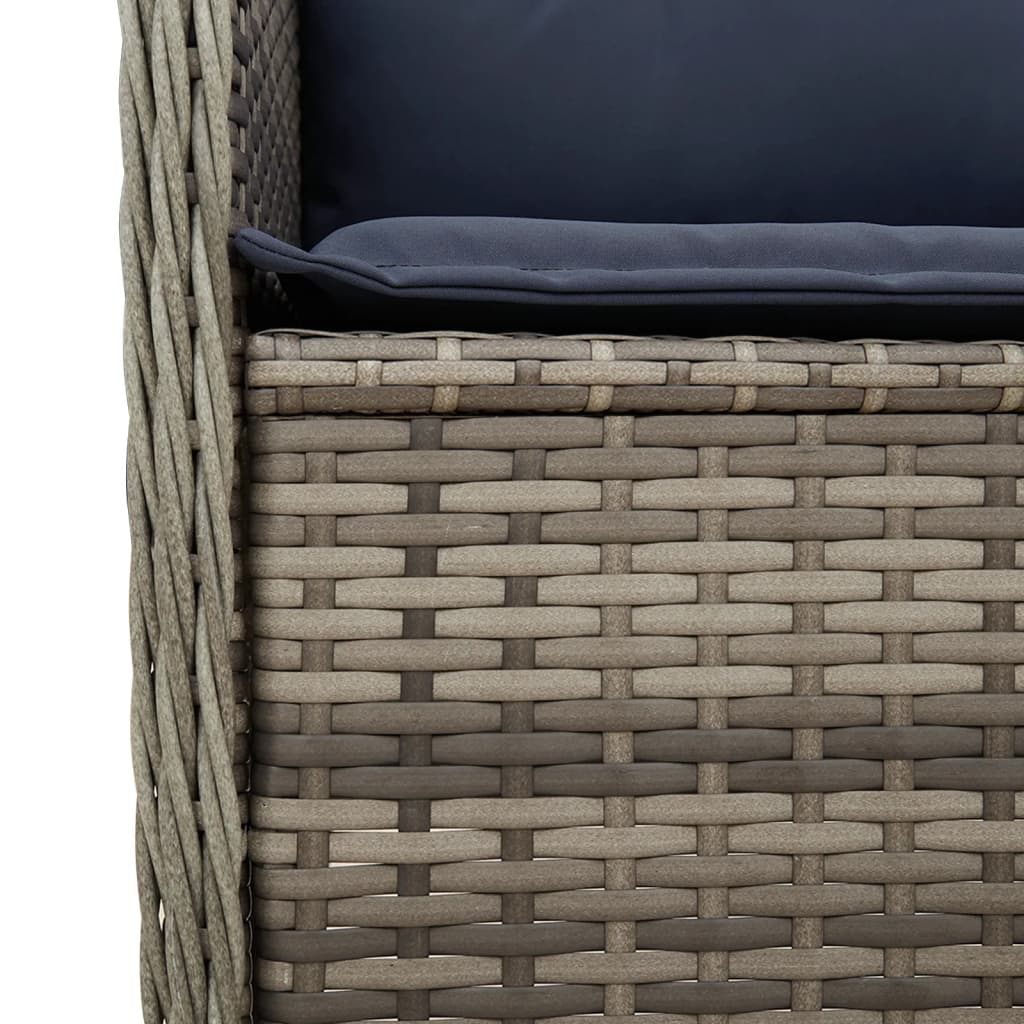 vidaXL Rozkładana ławka ogrodowa z poduszkami, szary polirattan