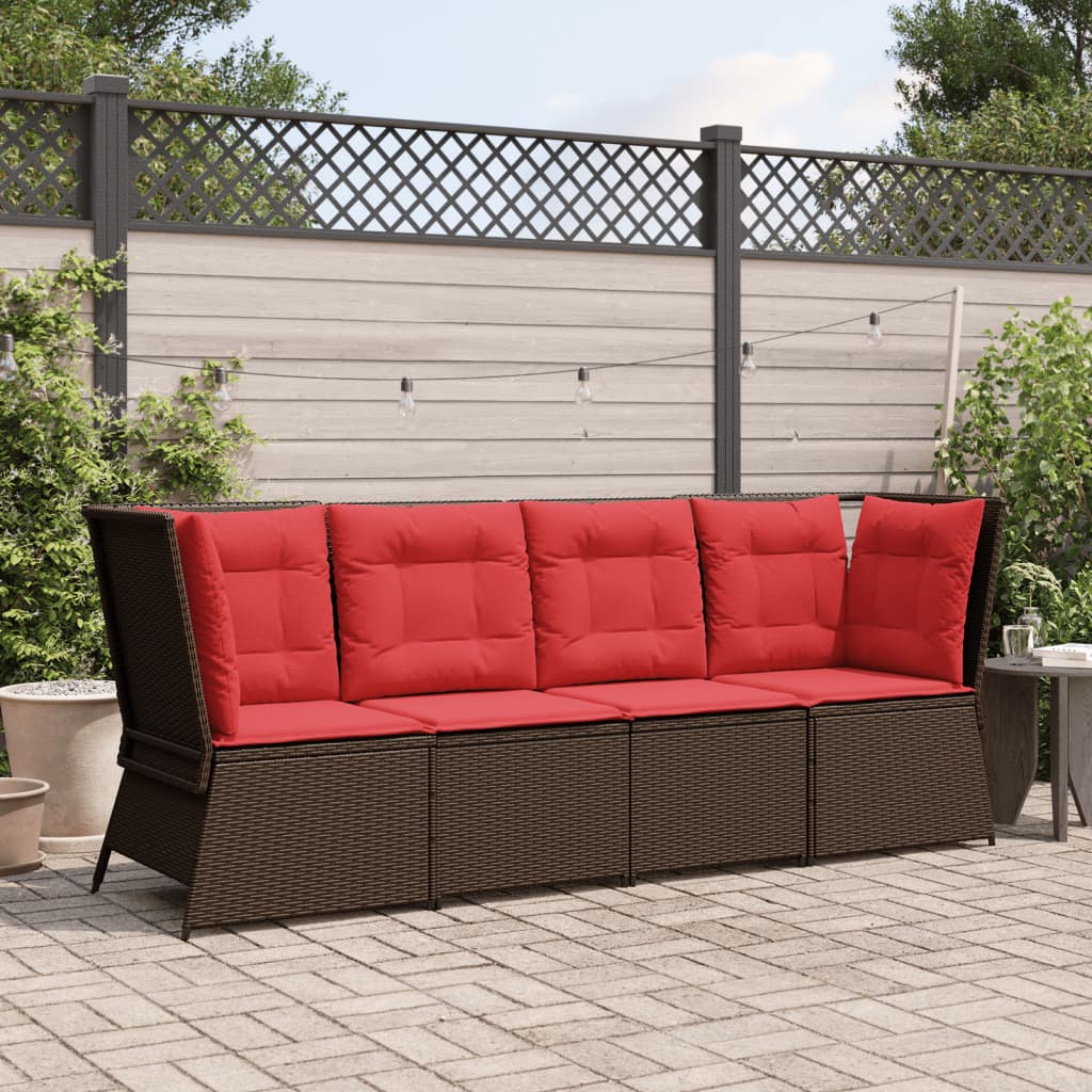 vidaXL Narożna sofa ogrodowa z poduszkami, brązowy polirattan