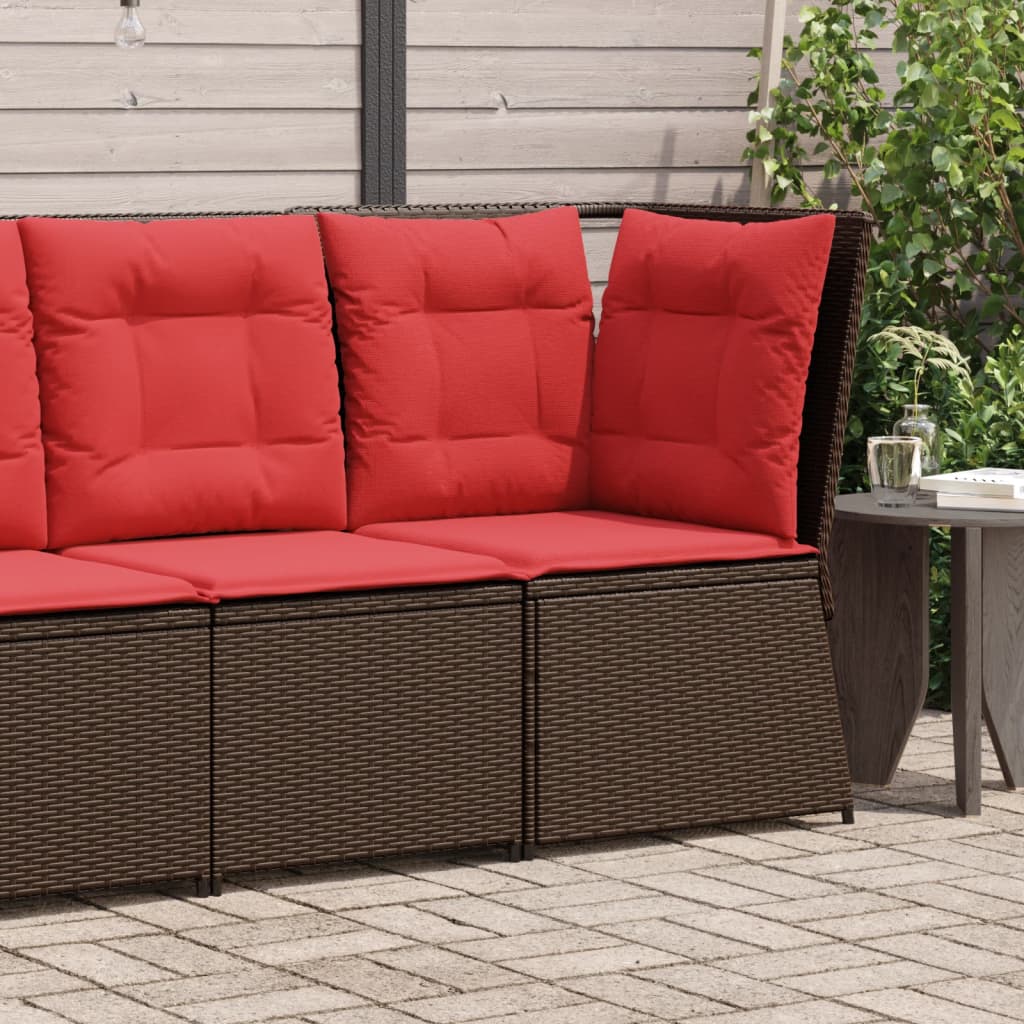 vidaXL Narożna sofa ogrodowa z poduszkami, brązowy polirattan