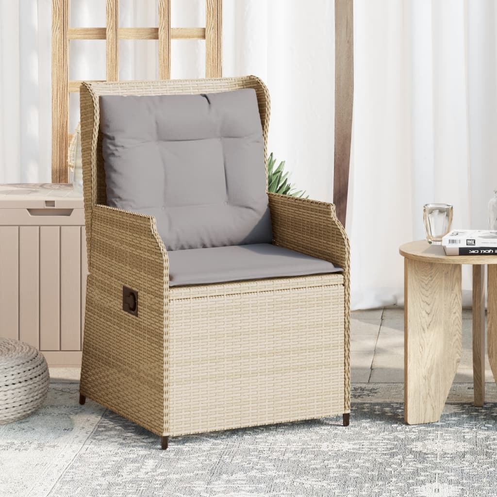 vidaXL Rozkładane fotele ogrodowe 2 szt., poduszki, beżowy rattan PE