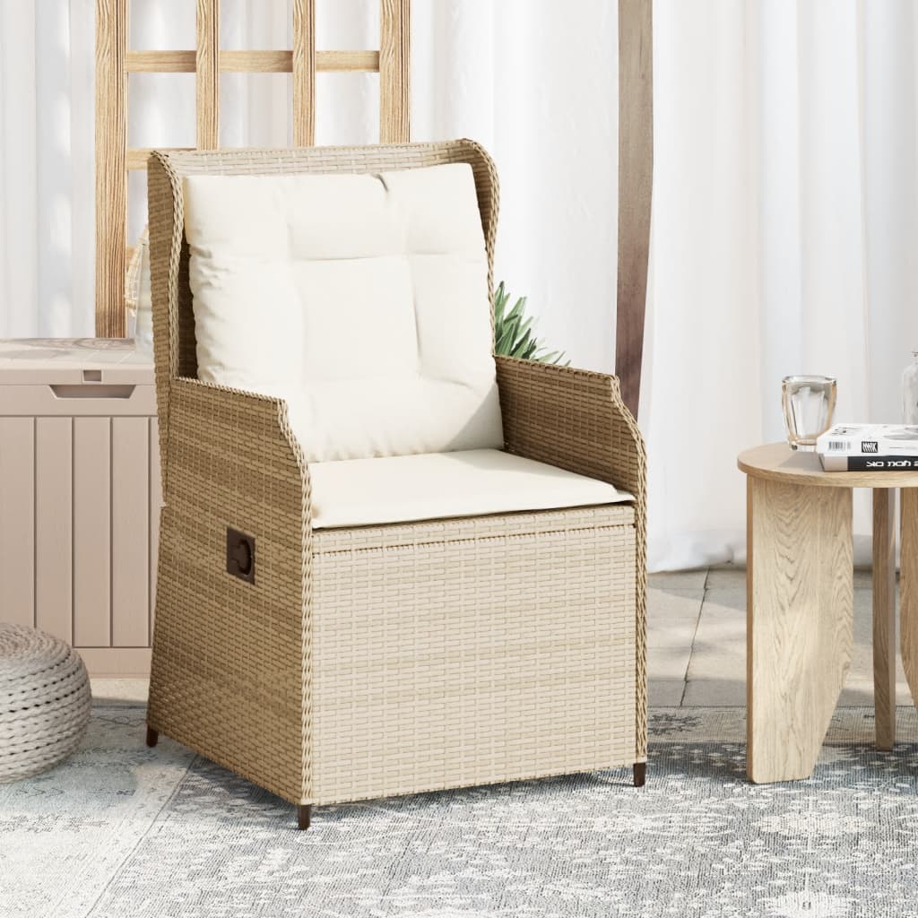 vidaXL Rozkładane fotele ogrodowe 2 szt., poduszki, beżowy rattan PE