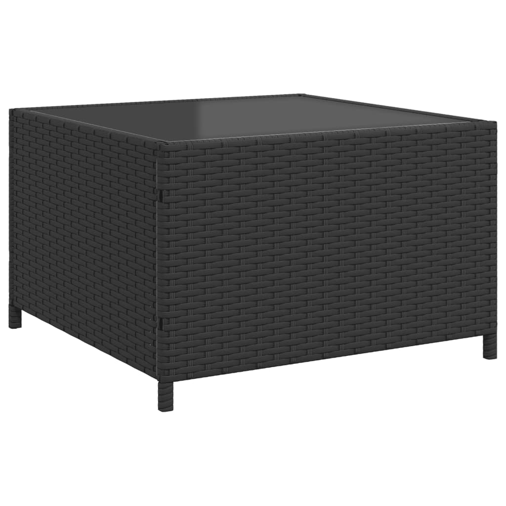 vidaXL Sofa ogrodowa ze stołem i poduszkami w kształcie litery L, czarny polirattan