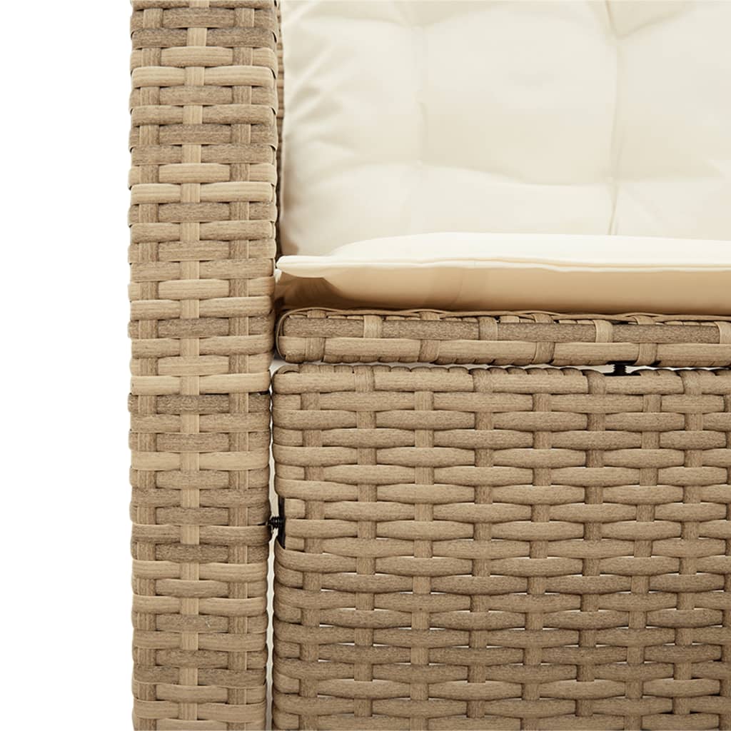 vidaXL Narożnik ogrodowy z poduszkami i stolikiem, rattan PE, beżowy