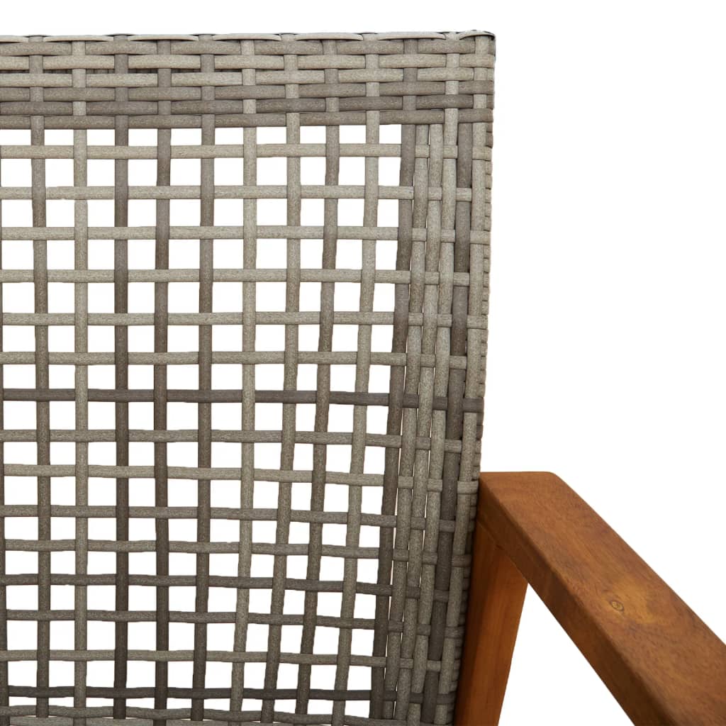 vidaXL Ławka ogrodowa, szara, 112 cm, polirattan i drewno akacjowe