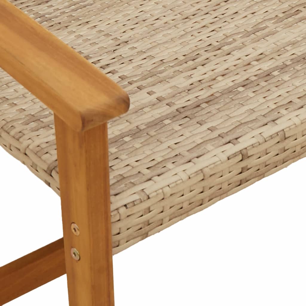 vidaXL Ławka ogrodowa, beżowa, 112 cm, polirattan i drewno akacjowe