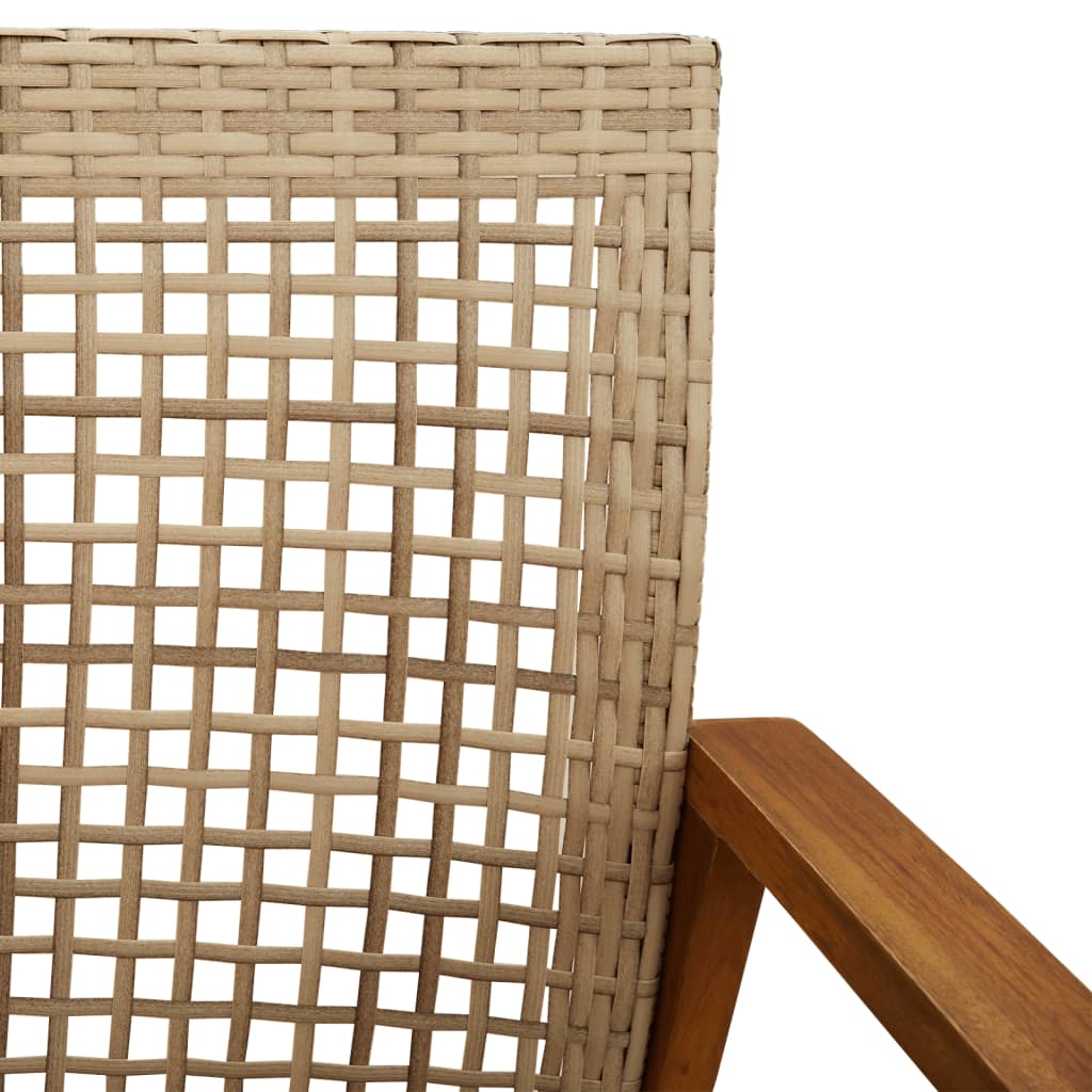 vidaXL Ławka ogrodowa, beżowa, 112 cm, polirattan i drewno akacjowe