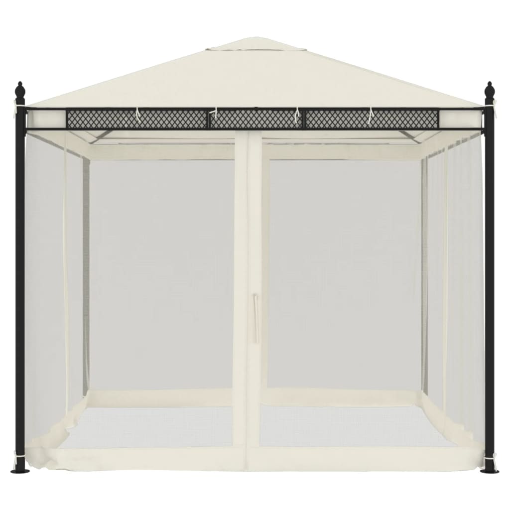 vidaXL Altanka ze ścianami z siatki, kremowa, 2,93x2,93 m, stal