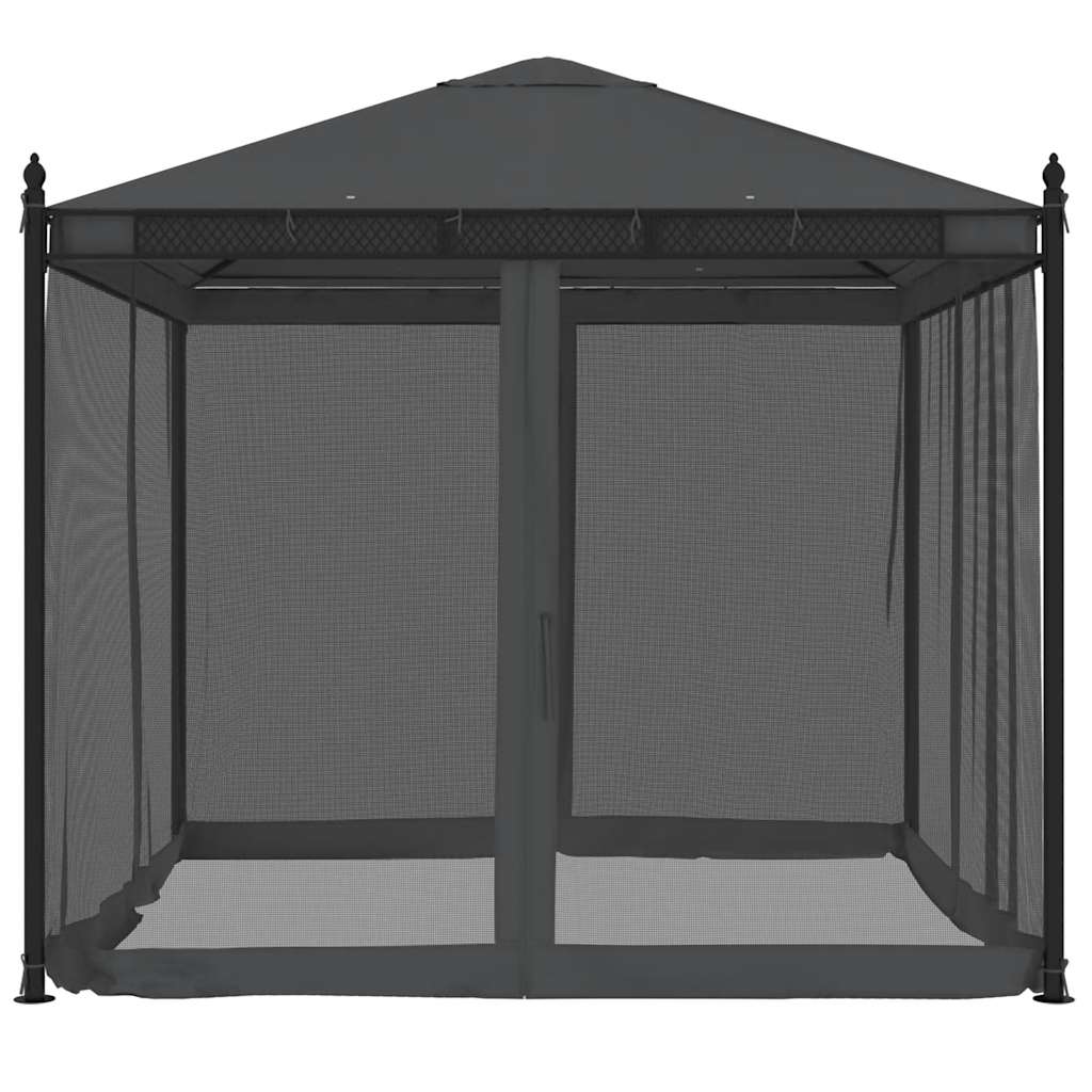 vidaXL Altanka ze ścianami z siatki, antracytowa, 2,93x2,93 m, stal