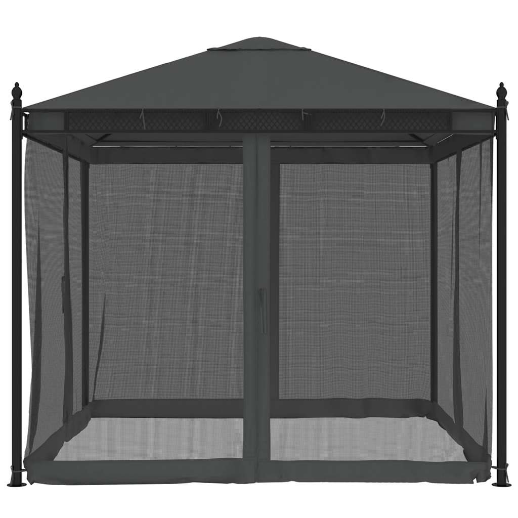 vidaXL Altanka ze ścianami z siatki, antracytowa, 2,93x2,93 m, stal
