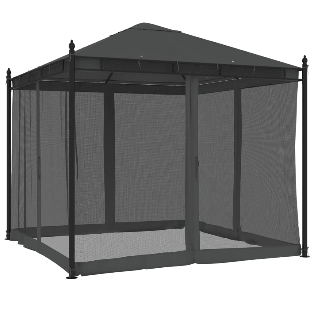 vidaXL Altanka ze ścianami z siatki, antracytowa, 2,93x2,93 m, stal