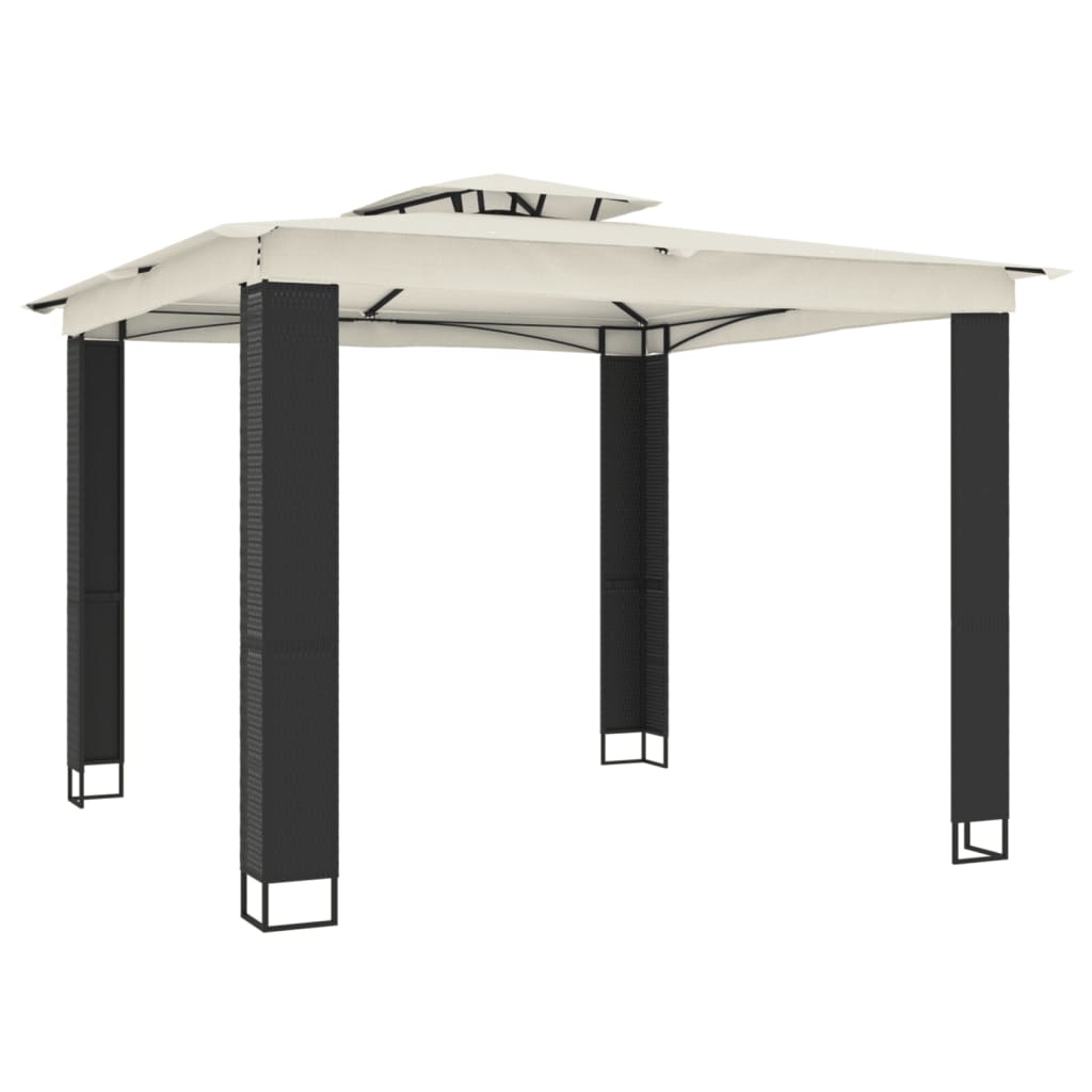 vidaXL Altana ogrodowa z podwójnym dachem, kremowa, 2,94x2,94 m, stal