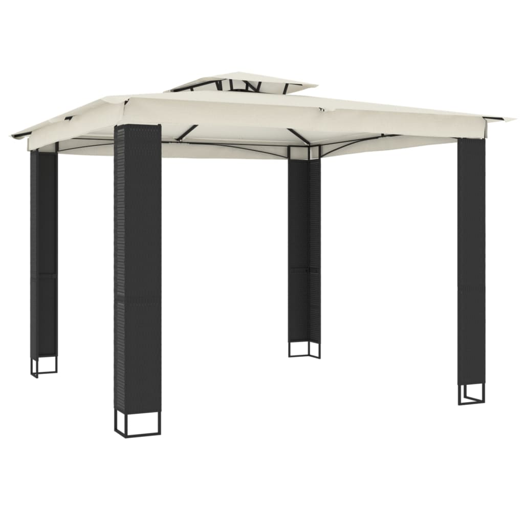 vidaXL Altana ogrodowa z podwójnym dachem, kremowa, 2,94x2,94 m, stal