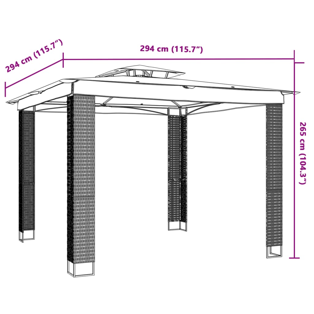 vidaXL Altana ogrodowa z podwójnym dachem, kremowa, 2,94x2,94 m, stal