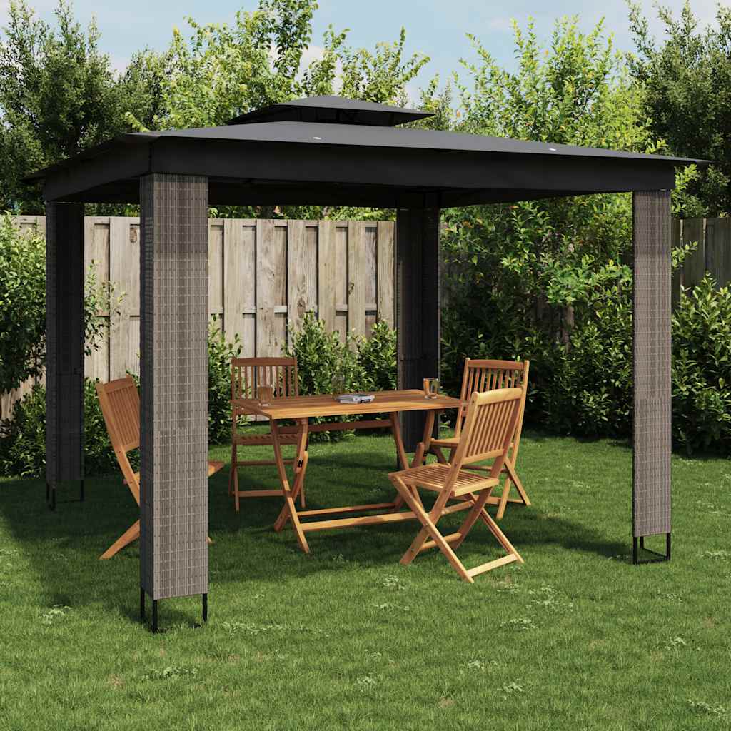 vidaXL Altana ogrodowa z podwójnym dachem, antracytowa, 2,94x2,94 m