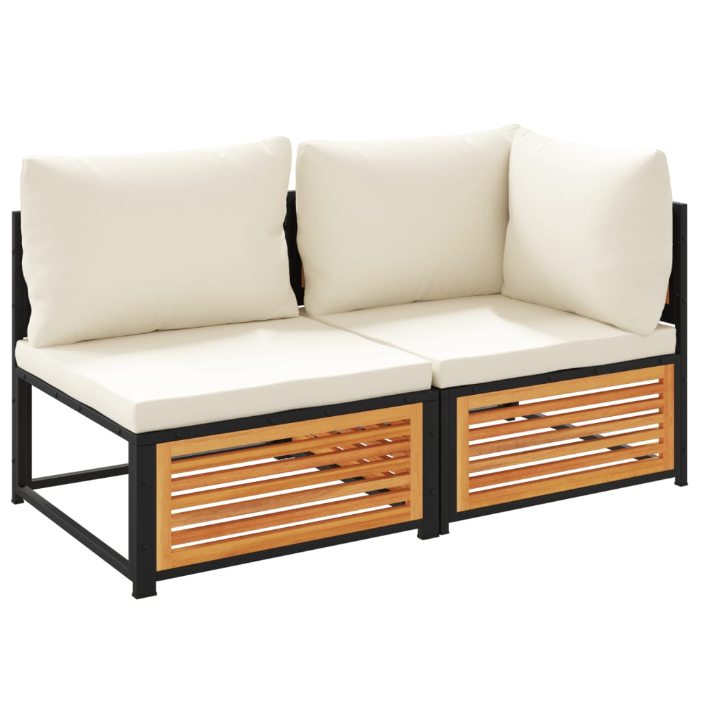 vidaXL Sofa ogrodowa z poduszkami, 2-osobowa, lite drewno akacjowe